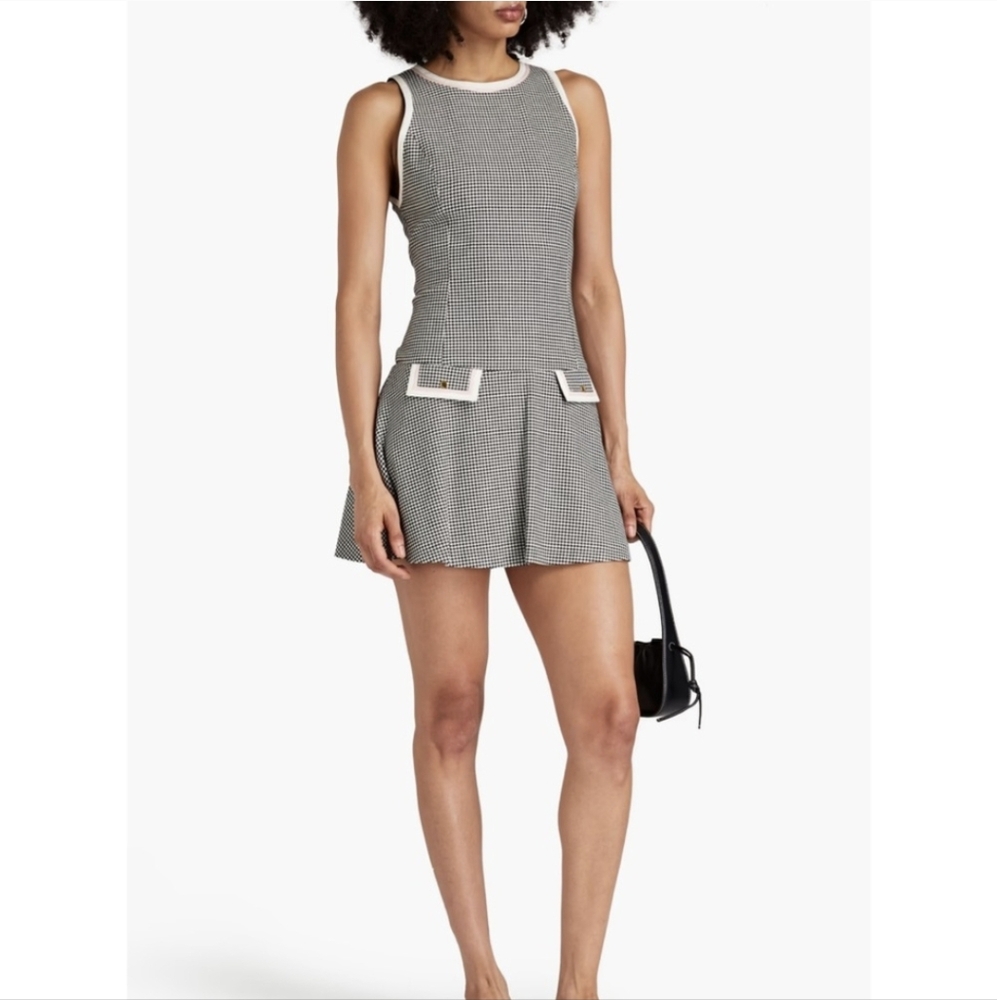 Alice + Olivia Sima Dropwaist Houndstooth Mini Dress 10